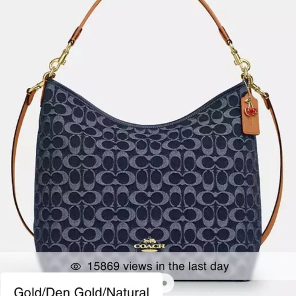 Coach laurel denim bag large new with tags!!
